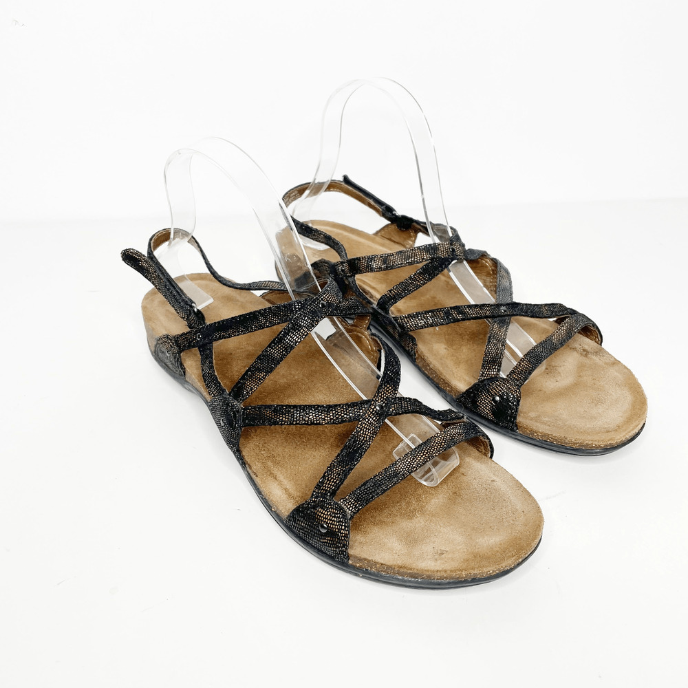 Dansko Black and Tan Strappy Sandals